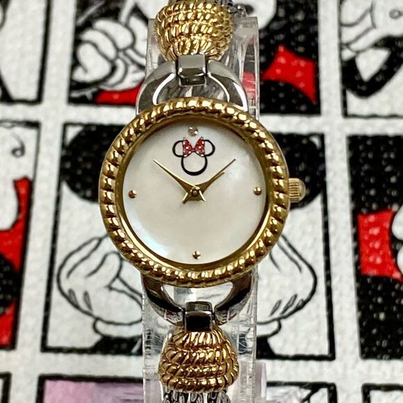 Disney Parks Minnie Mouse Two-Tone Bracelet Watch Mother of Pearl Dial main image 8